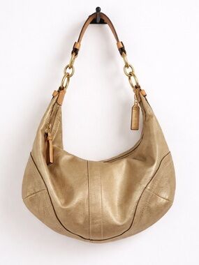Coach Metallic Gold Goat Leather Hobo Shoulder Bag Y2K